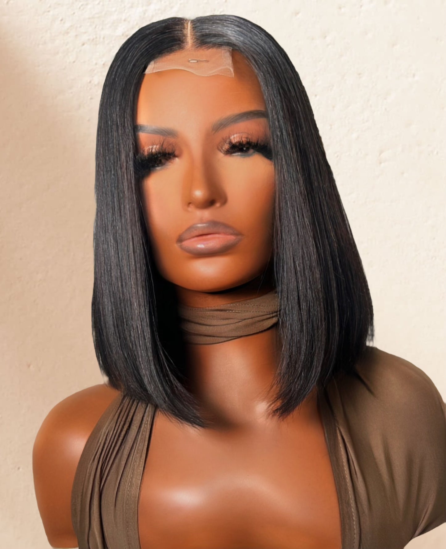 Luxury 2x6 Virgin Human Hair Closure bob Wig in natural black for women